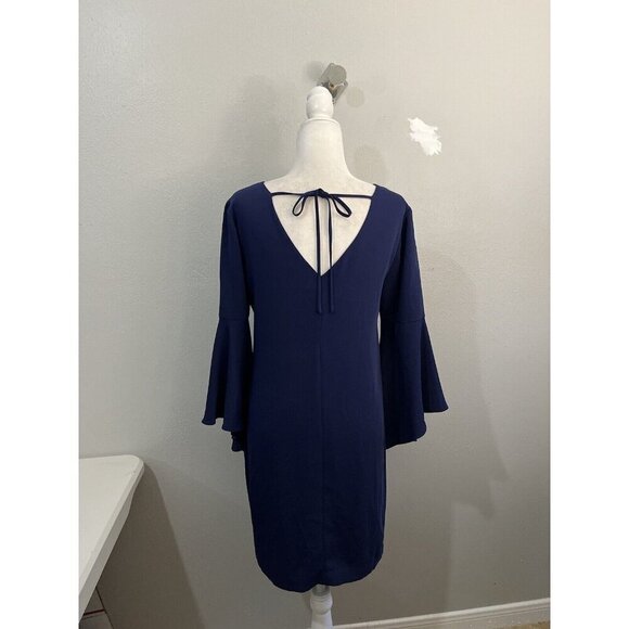Trina Turk Nico Shift Dress Navy Blue Bell Sleeve Size Small - Picture 7 of 12